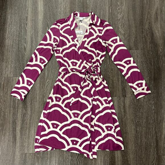 Diane Von Furstenberg Silk Wrap Dress New Jeanne Two Vintage Purple Size 12 DVF - Picture 11 of 16